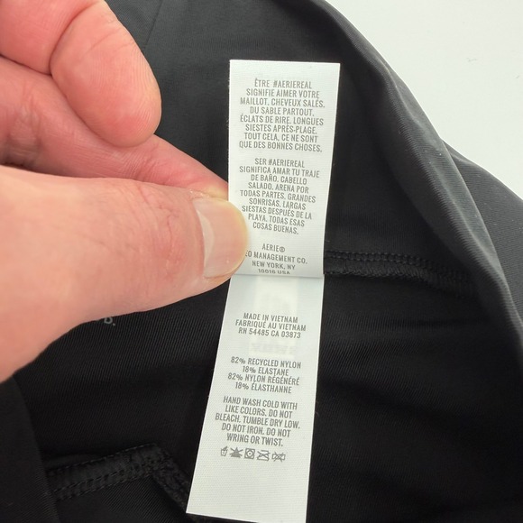 Aerie Black High Waisted Full Coverage Cross Waist Bikini Bottoms XS - Picture 6 of 12